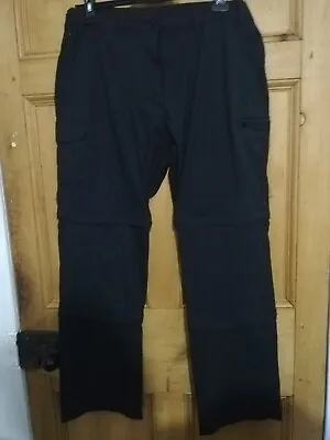 £10 • Buy Peter Storm Trousers Size 40  Waist Convertible Black Nylon