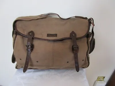 Vintage Polo Ralph Lauren Canvas Leather Trim Messenger Bag Large Very Good • $136