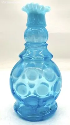 Vintage Fenton Opalescent Blue Coin Dot Ruffled Glass 7  Lamp Base Glass Only • $12