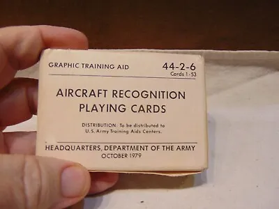 $13 • Buy 1979 Army Aircraft Recognition Playing Cards ~ 52 Cards, 1 Joker, 3 Blank Cards