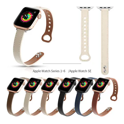 $16.89 • Buy Slim Genuine Leather Strap Band For Apple Watch Series7 6 5 432  44 40mm 41 45mm