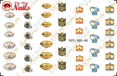  Super Bowl 50  Waterslide Nail Decals Art. TOP Quality. FAST Shipping!! • $4.95