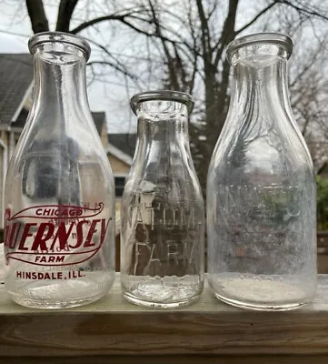 Vintage Quart And Pint Hinsdale Illinois Milk Bottles (3 Total) • $7.99