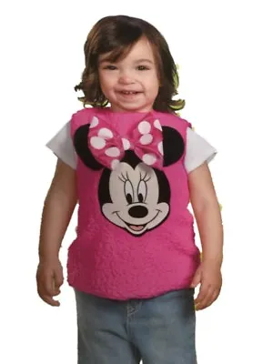 Disney Infant Toddler Girl Plush Pink Minnie Mouse Costume Pull-over Vest • $14.99