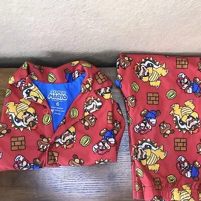 SUPER MARIO BROTHERS 2-Pc. RED PAJAMA SET ~ BOYS Size 6 - Super Comfy & Soft • $14.20