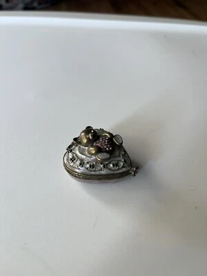 $5 • Buy Nobility Bejeweled Heart Teddy Bear Trinket Box Vhtf Great Condition