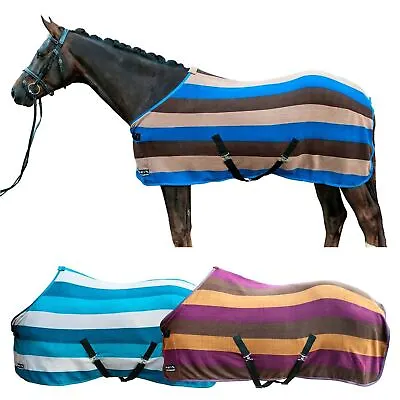 HKM Cooler BlanketColour Stripes With Cross Strap Horse Care Protection Blanket • £25.16