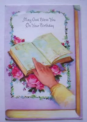 Faux Book Open Bible  Vintage Birthday Greeting Card *KK13 • $6.99