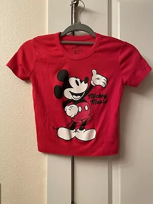 Mickey Mouse Lounge Crop Top Red Short Sleeve Size S • $13.99