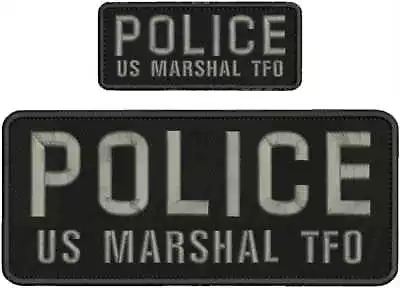 POLICE U S MARSHAL T F O  EMB PATCH 4X10 AND HOOK ON BACK BLK/grey • $15.99