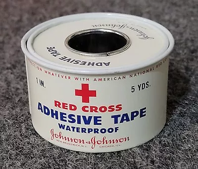 Vintage Red Cross Adhesive Tape Bandage Tin Johnson & Johnson Brunswick New NOS • $59.95