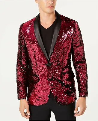 INC Slim Fit Mens Pink Black Sequin Dinner DJ Jacket Blazer Xmas Party Small • £49.99