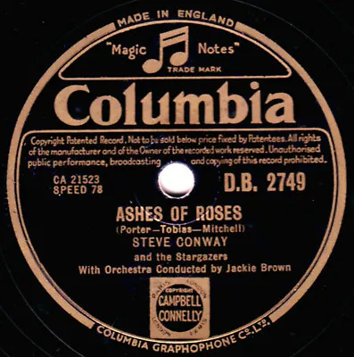 STEVE CONWAY Ashes Of Roses / Mona Lisa 10  Shellac 78rpm 1950 UK  Columbia • $10.72