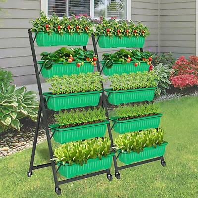 £54.92 • Buy 5 Tiered Raised Garden Bed Rolling Elevated Planter Grow Box Plant Flower Stand