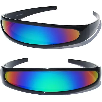 $9.50 • Buy Cyclops Robot Alien Sunglasses Mirrored Blue Green Metallic Mirror Lens Sunnies