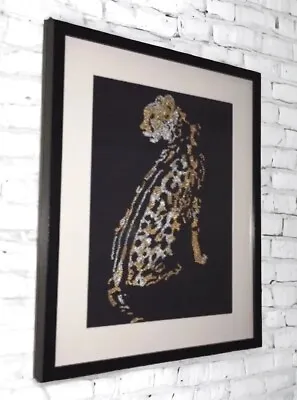 Bling Sparkle 3D Effect  Cheetah Wild Cat Picture Deep Box Frame 35mm A2 52x42cm • £28.99