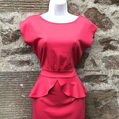 £6.99 • Buy Dorothy Perkins Pink Sleeveless Peplum Waist Pencil Dress Size 10