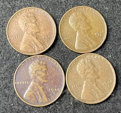 1946 S Lincoln Wheat Penny 4 Coin Lot - Free Economy Shipping • $1.25