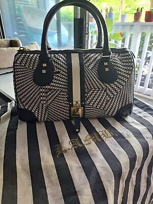 VINTAGE L.A.M.B By Gwen Stefani Y2K White/Black Leather Handbag Purse • $150