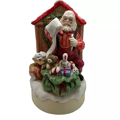 Midwest Importers Wind Up Ceramic Music Box Santa Checking His List Christmas • $26.25