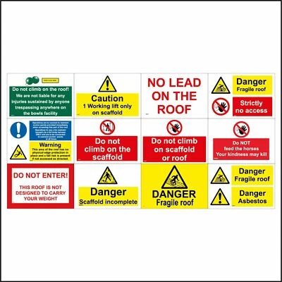 £5.78 • Buy Roof Scaffold Signs Fragile Danger Hazard Warning Building Construction GBL106