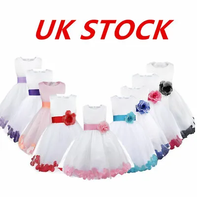 Petals Baby Flower Girl Dress Princess Bridesmaid Communion Wedding Formal Gown • £15.91