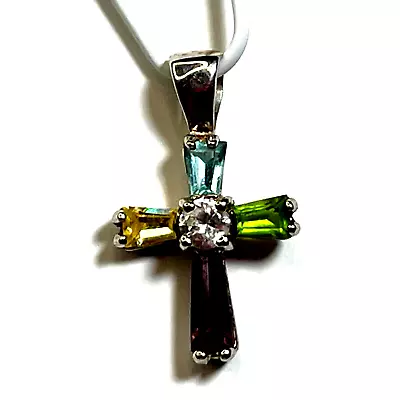 Mt St Helens 925 Rhinestone Colorful Cross Pendant • $18.74