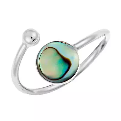 Abalone Shell Ring Sterling Silver Rings Adjustable Wrap Open - Silverly • $21.78