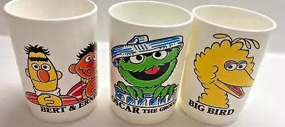 Vintage Sesame Street Plastic Cup Lot Of 3 Oscar Big Bird Bert & Erie Muppets • $10.99