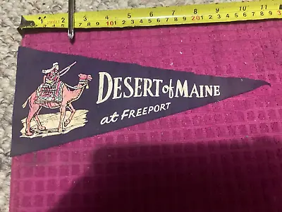 VINTAGE Souvenir PENNANT Flag DESERT OF MAINE AT FREEPORT Camel - FAST SHIPPER • $14.69