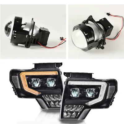 Fit For 2009-2014 Ford F150 Dual LED Projector Clear Black Headlights Left+Right • $215.80