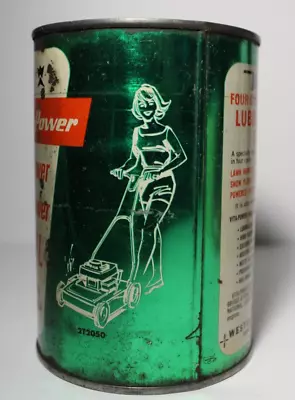 1960s VINTAGE Western Auto Oil Can Kansas City Missouri Woman Lawn Mower Graphic • $27.99