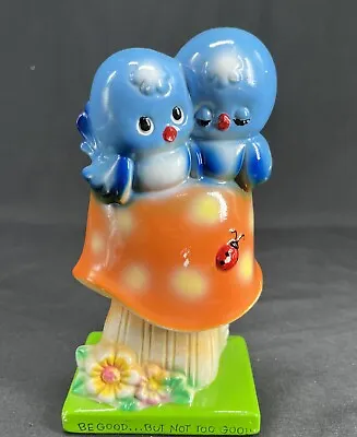 Vintage Blue Birds On Mushroom “Be Good But Not Too Good” Figurine By American • $20