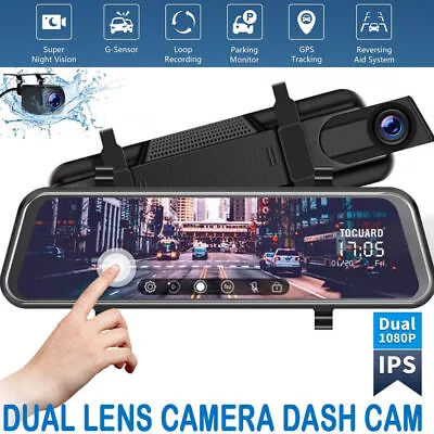 $86.86 • Buy 10  FHD 1080P Dual Lens Car DVR Dash Cam Reversing Camera RearView Mirror Video