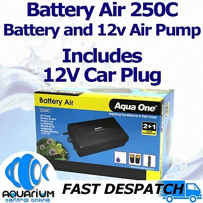 $39.71 • Buy Aqua One 250C Aquarium Fish Tank Bait Battery Powered Fishing Air Pump 12v Plug