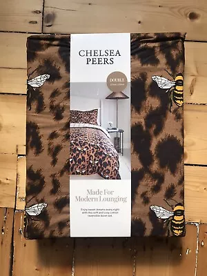 Chelsea Peers 100% Cotton Double  Duvet Cover & Pillowcases Leopard Bees New • £38