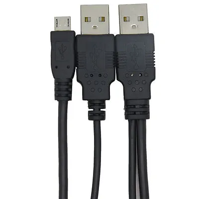£3.95 • Buy 2 Dual USB 2.0 A Male To Micro USB 5 Pin Male Y Cable For Hard Disk Drive