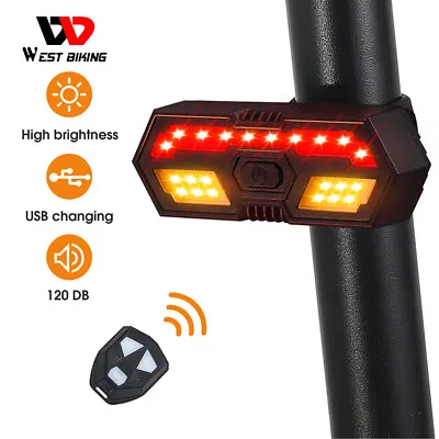 $17.72 • Buy WEST BIKING Wireless Remote Bicycle Tai Llight LED Turn Signal USB Horn Light