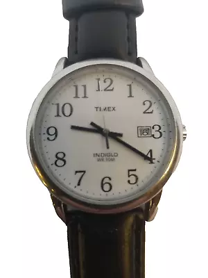 Timex Indiglo Men's Date Watch - 35mm Case - New Band - New Battery • $16