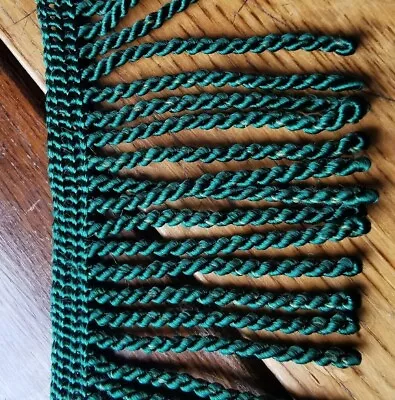 FREEPOST Dark Green Looped Bullion Fringe. Per Metre. 65mm Wide Upholstery Trim • £6.79