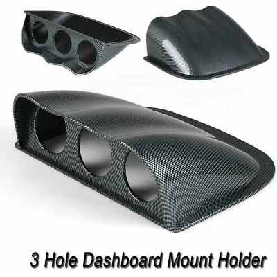 52mm Carbon Fiber Triple Dash Gauge Meter Pod 3 Hole Dashboard Mount Holder Pod • $20.88