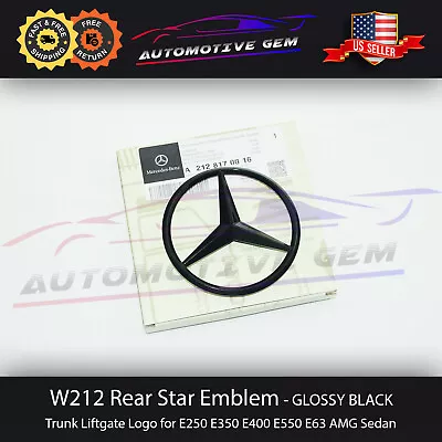 W212 SEDAN Mercedes GLOSS BLACK Star Emblem Rear Trunk Lid Logo Badge AMG E350 • $24.99