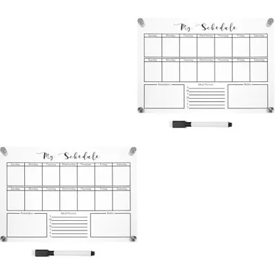  2 Sets Weekly Planner Board Acrylic Office Glass Whiteboard Magnetic Calendar • £19.89