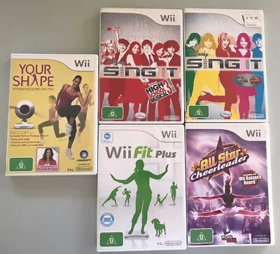 5 Nintendo Wii Games Bundle Fit Plus Your Shape Sing It All Star Cheerleader+ • $25