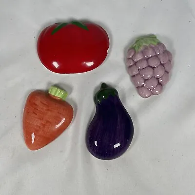 Vintage Ceramic Vegetable Fruit Magnets Lot • £6.56