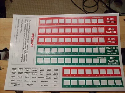 £4.50 • Buy Quality Consumer Unit, Fuse Board Labels, Stickers, Wylex Legrand Mk Hager Bg