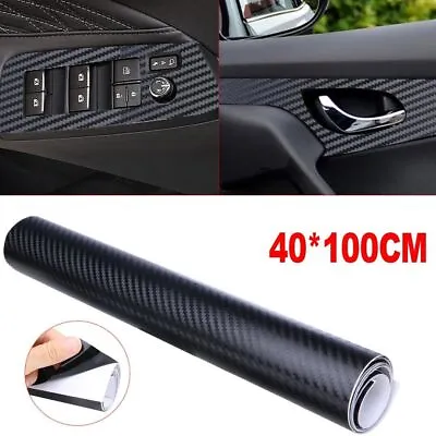 3D Black Carbon Fiber Vinyl Wrap Film Car Interior Accessories Panel DIY Sticker • $9.89