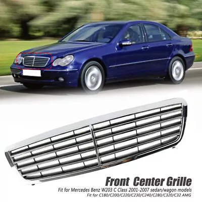 For Mercedes Benz W203 C-Class 2001-2007 Sedan Front Bumper Center Mesh Grille • $66.77