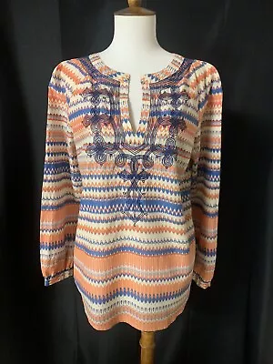 J. Crew Embroidered Boho Beach Popover Long Sleeve Tunic Top Blouse XS • $12