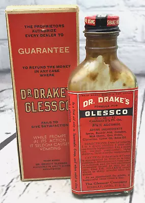 Vtg Dr Drake’s Glessco Medicine Cough Cold Syrup Box Bottle Apothecary USA • $19.99